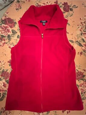 Chaps Women's Bright Red Zip-Up Fleece Vest